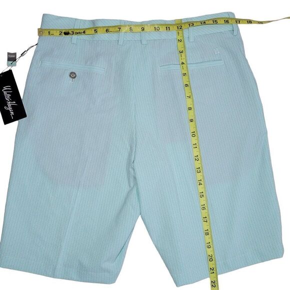 Walter Hagen Shorts Men Size 34 Seersucker Golf Gripper Stretch Waistband Green - Picture 10 of 15